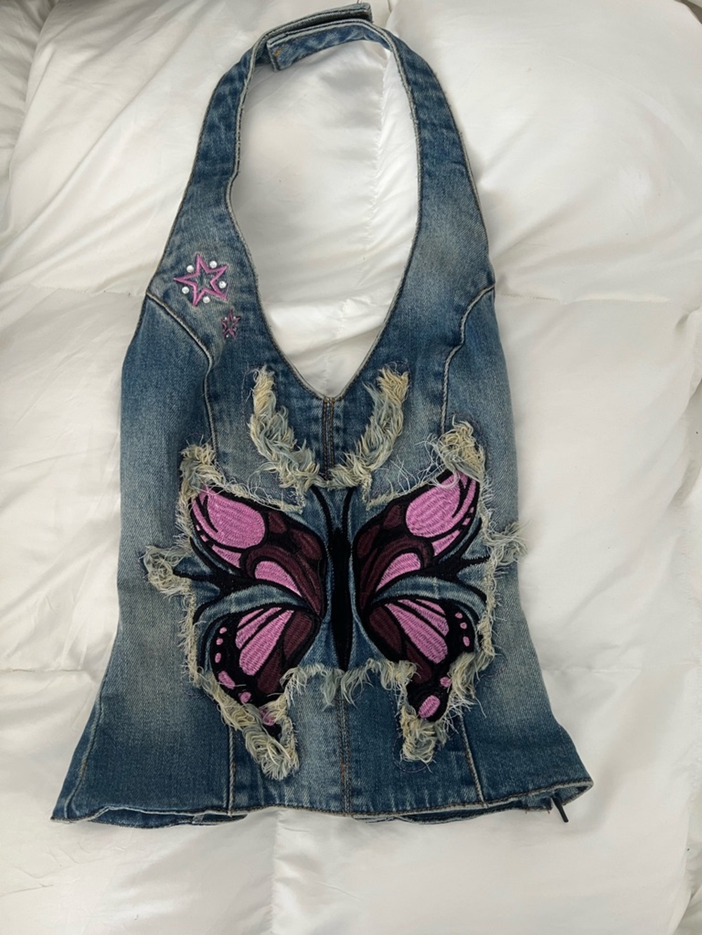 Denim Butterfly Neckholder Top